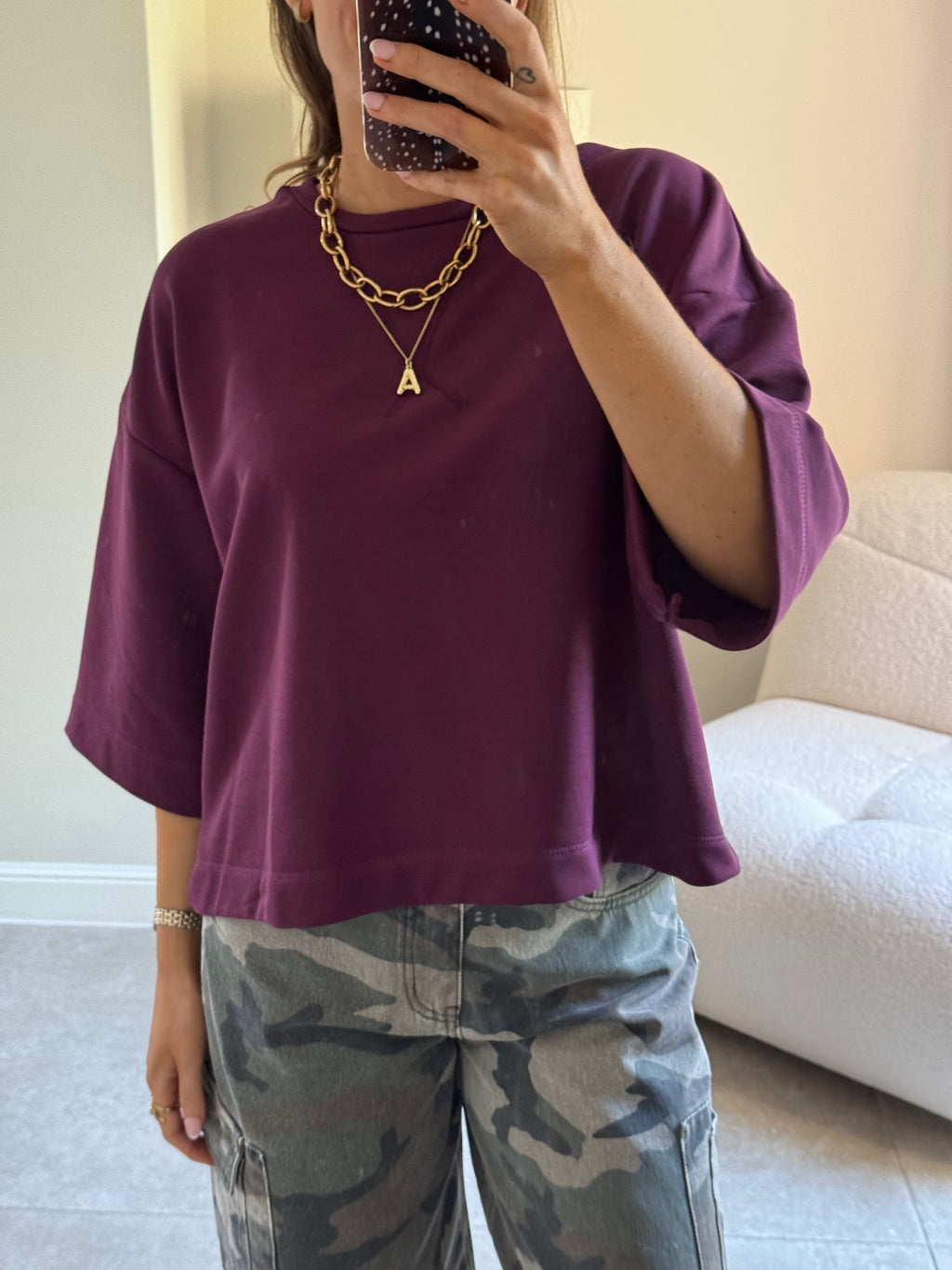 Indy sweater met korte mouw bordeaux