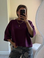Indy sweater met korte mouw bordeaux