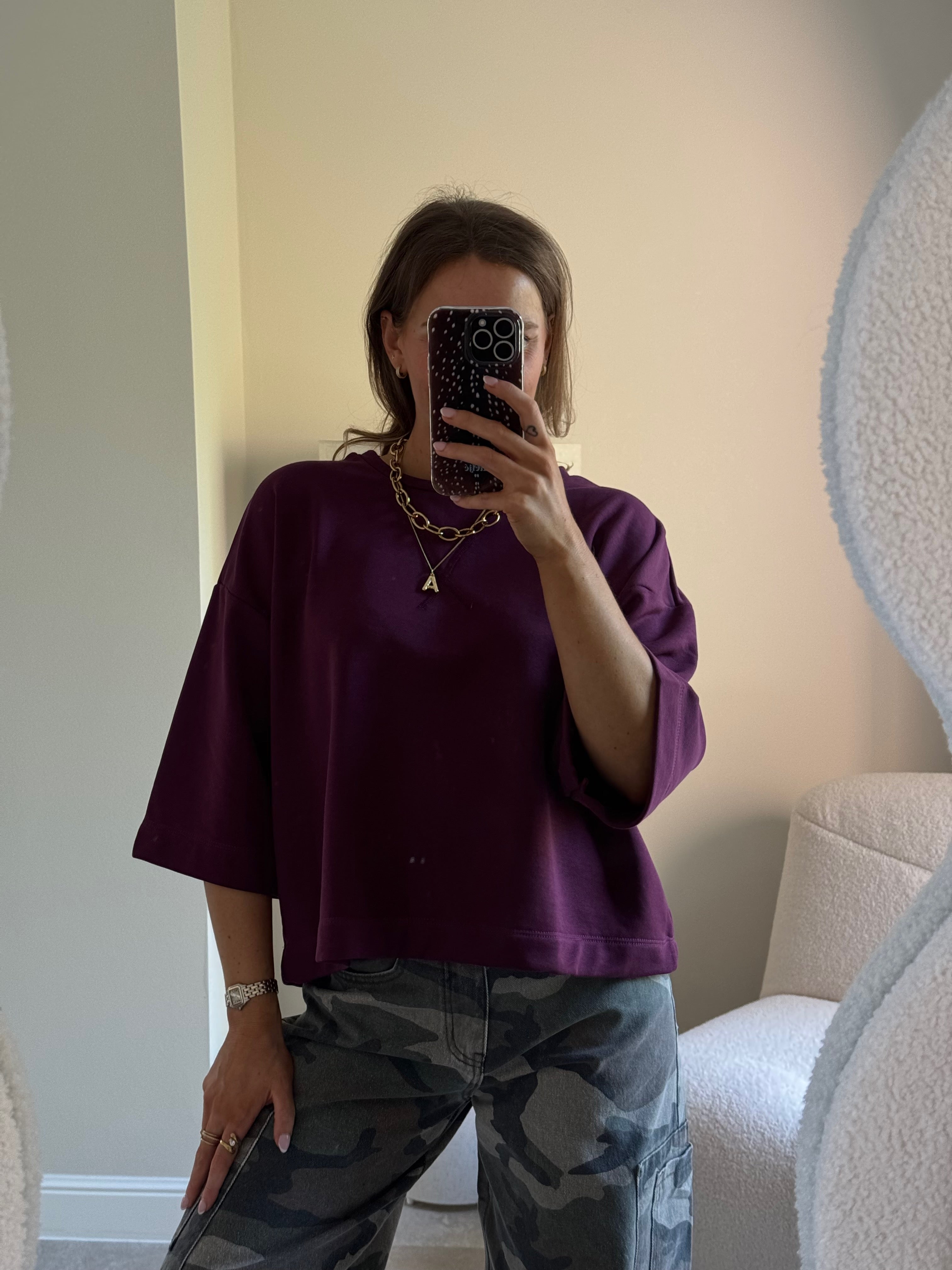 Indy sweater met korte mouw bordeaux