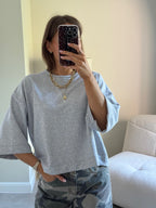 Indy sweater met korte mouw grijs