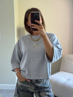 Indy sweater met korte mouw grijs