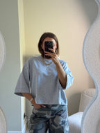 Indy sweater met korte mouw grijs