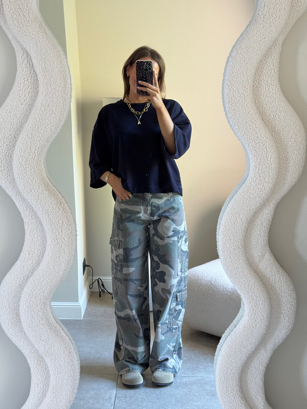Indy sweater met korte mouw marine