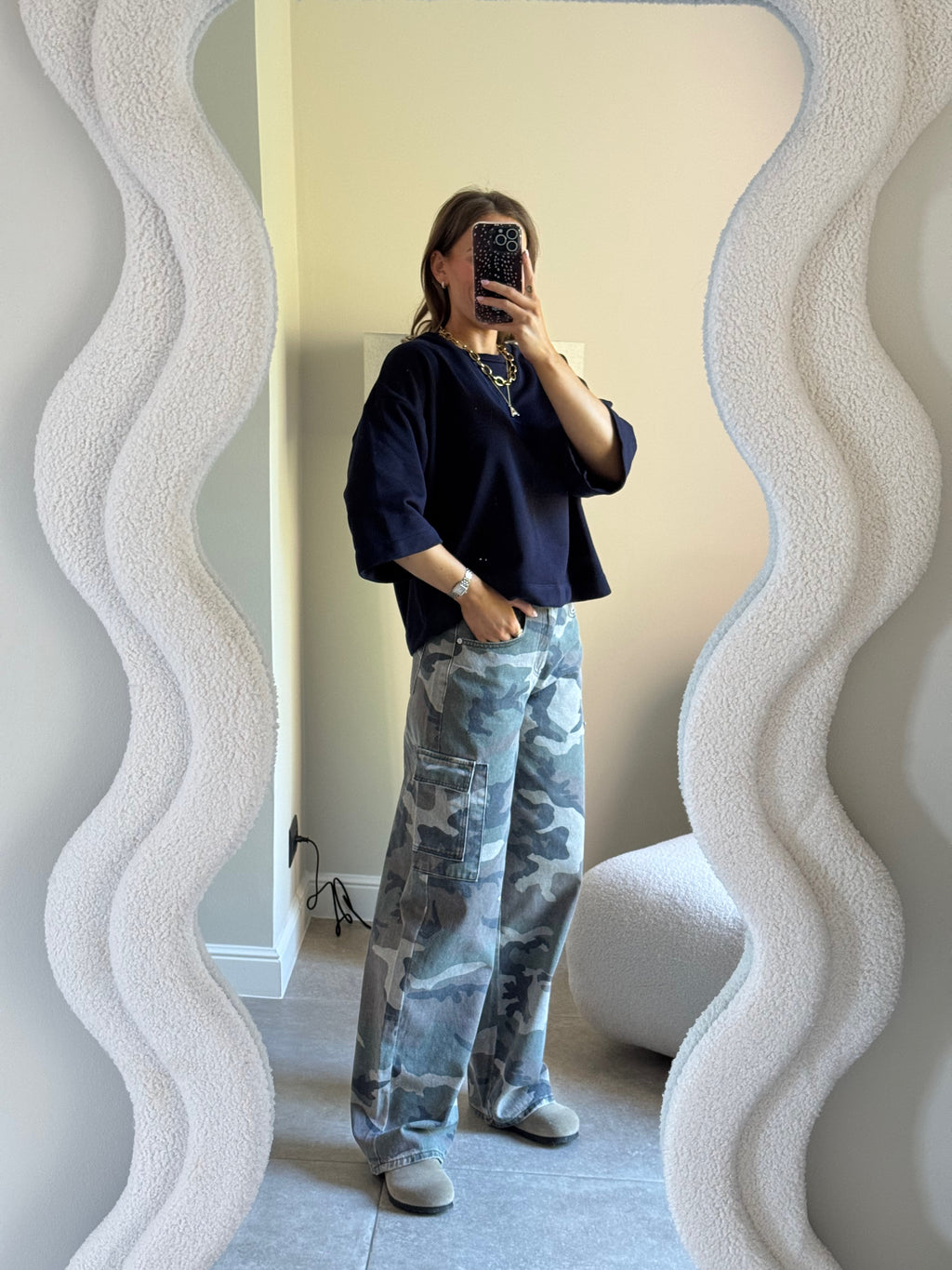 Indy sweater met korte mouw marine
