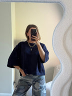 Indy sweater met korte mouw marine