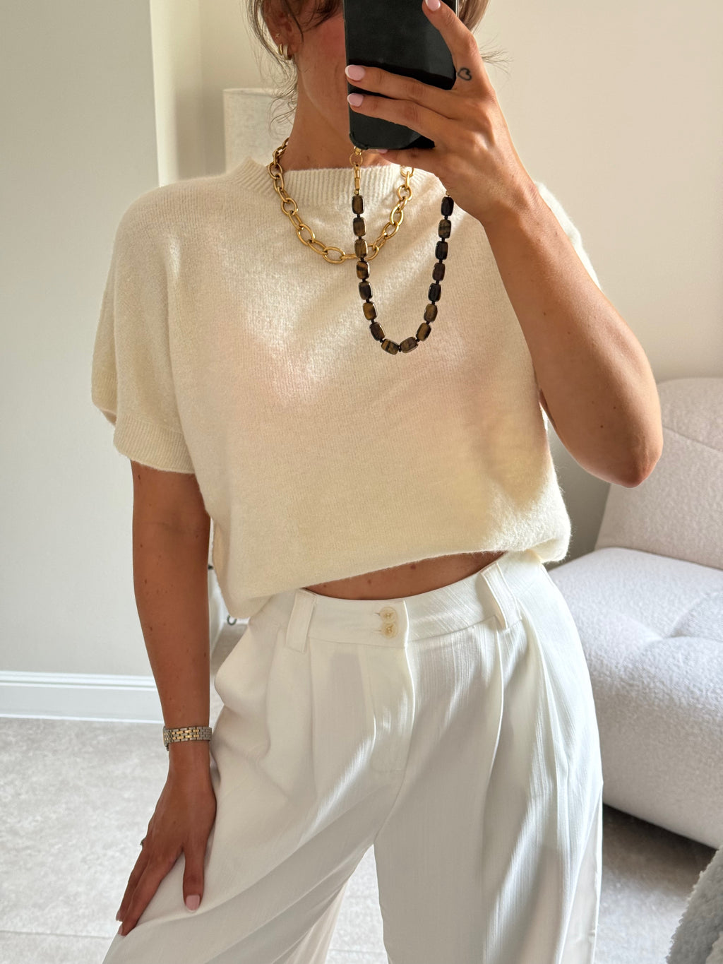 Lexie mouwloze knit ecru