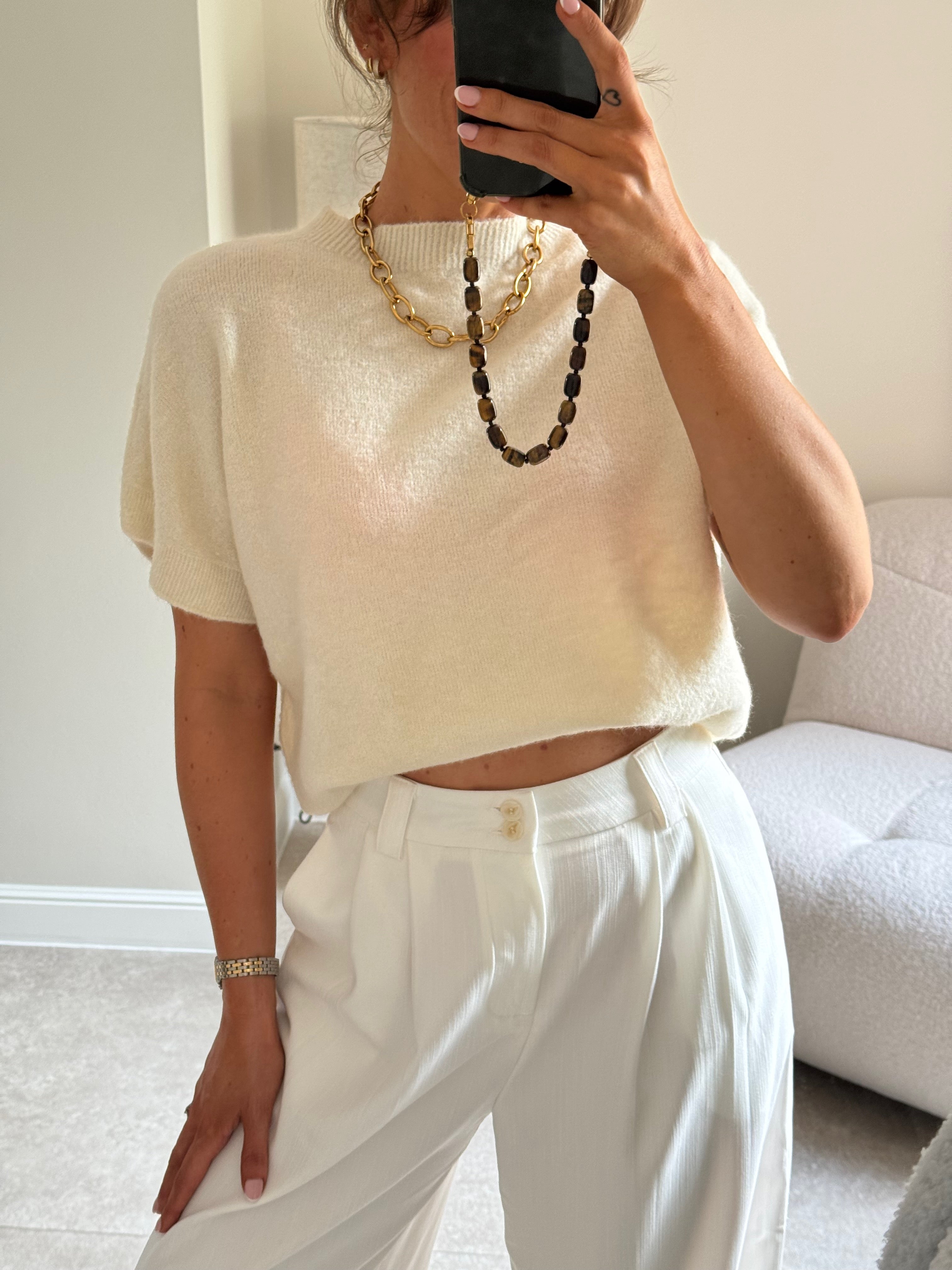 Lexie mouwloze knit ecru
