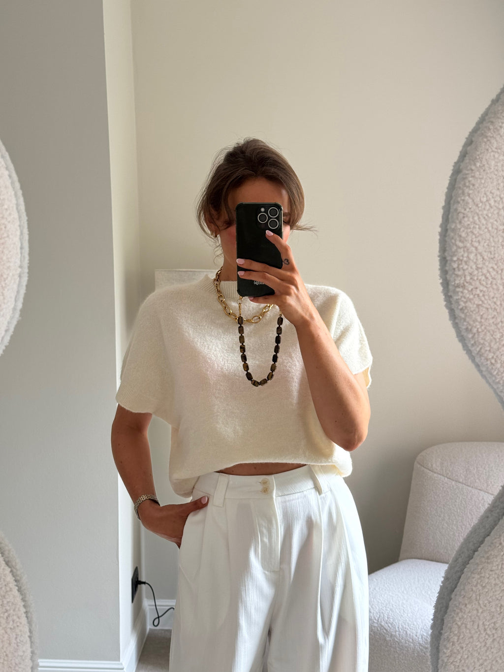 Lexie mouwloze knit ecru