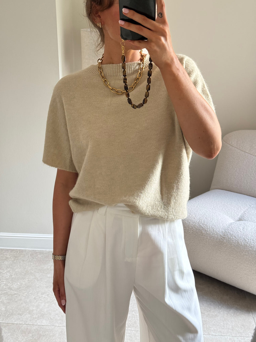 Lexie mouwloze knit beige