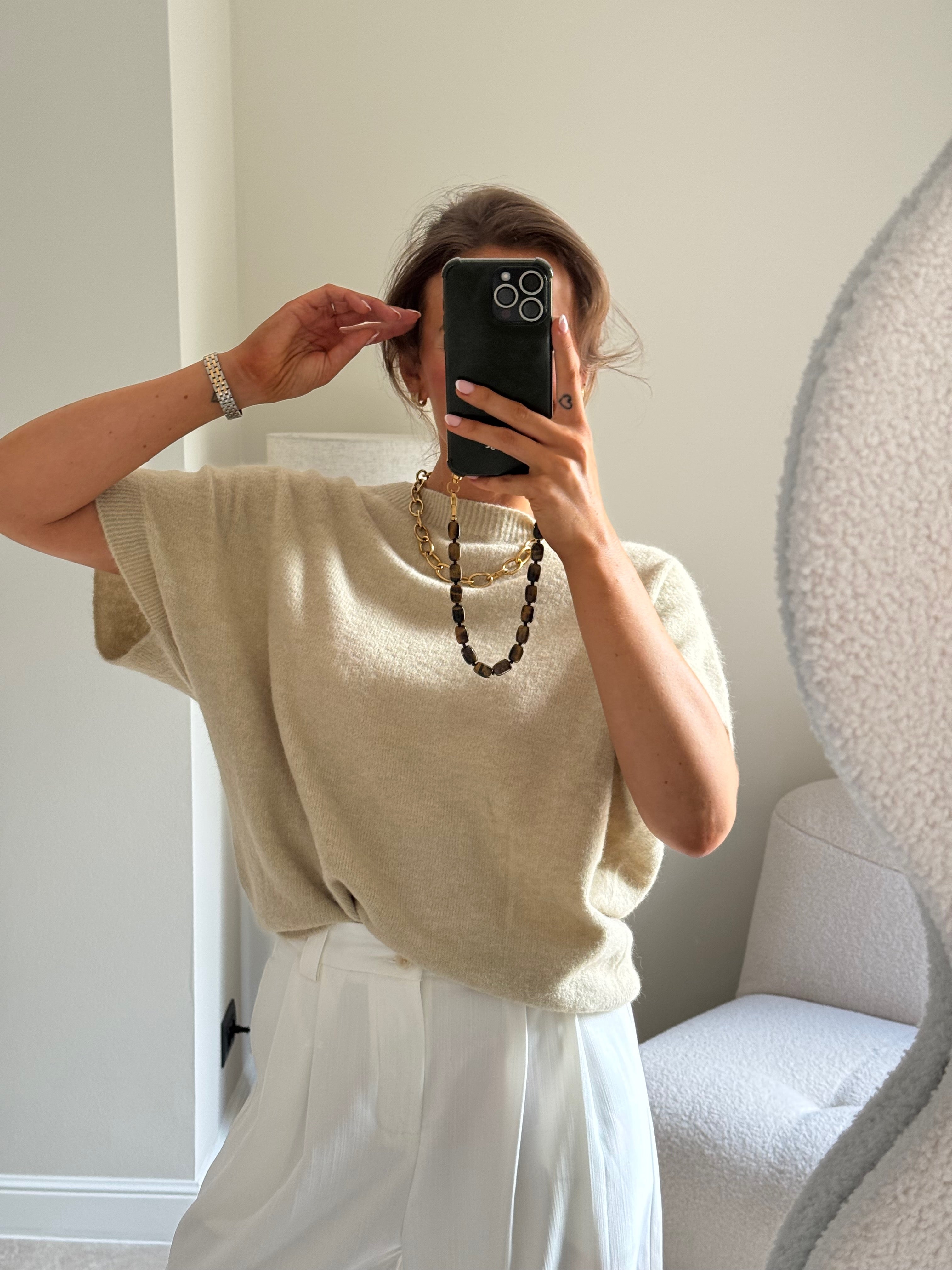 Lexie mouwloze knit beige