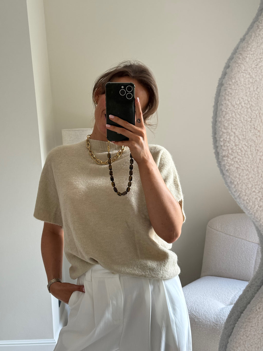 Lexie mouwloze knit beige