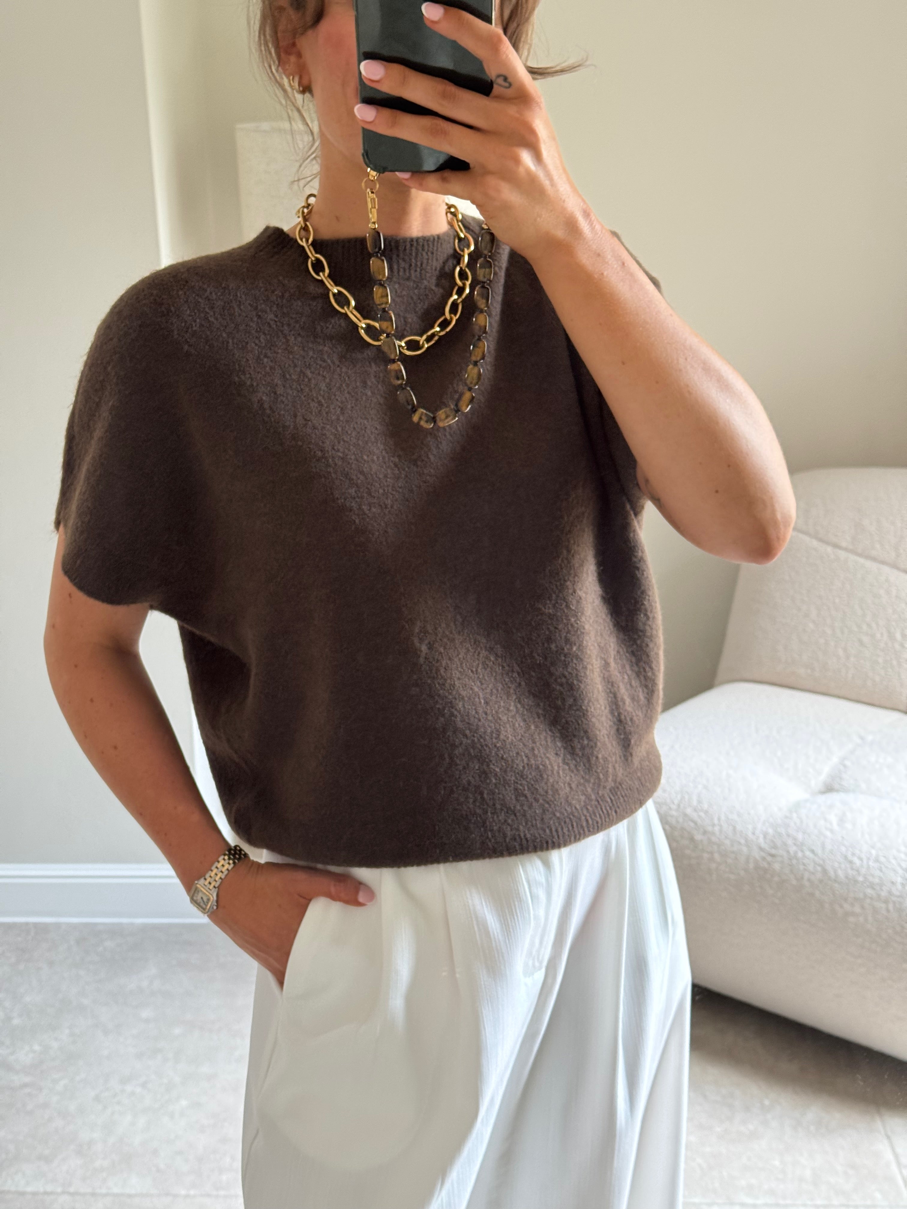 Lexie mouwloze knit bruin