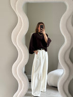 Luka round neck pull donkerbruin