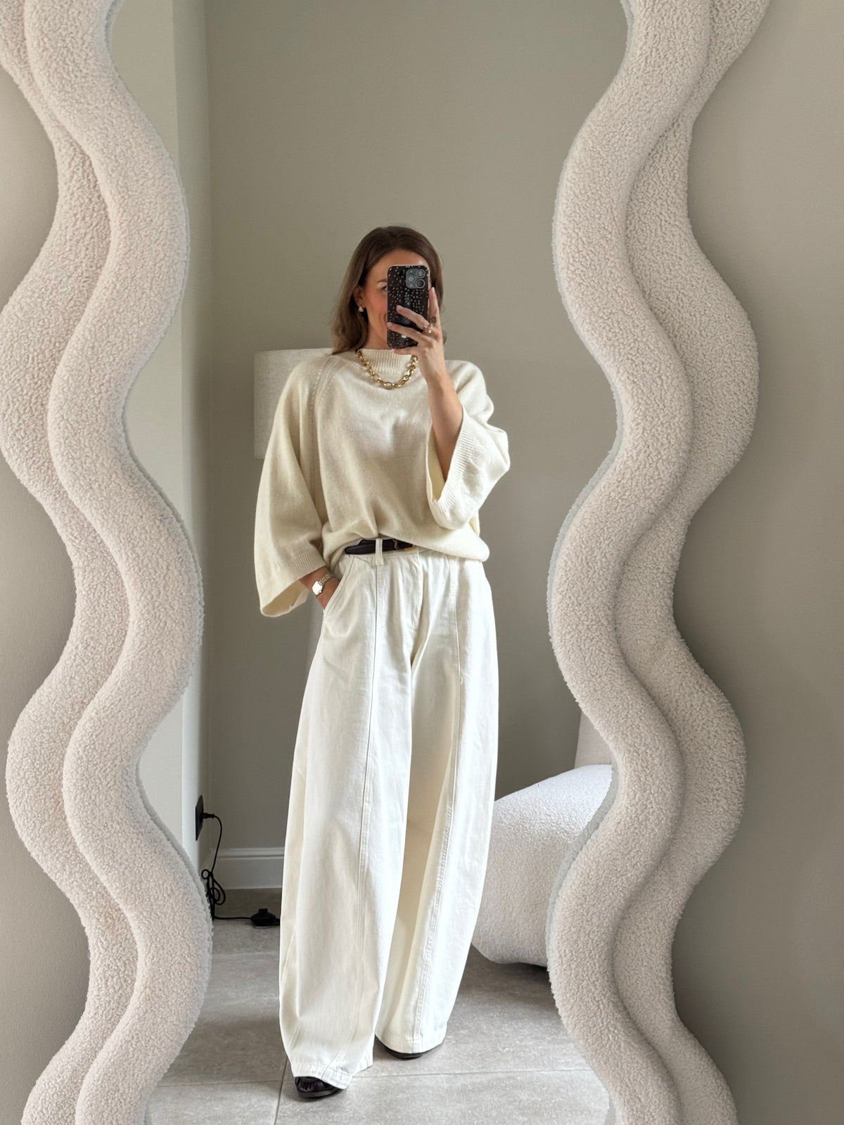 Luka round neck pull crème