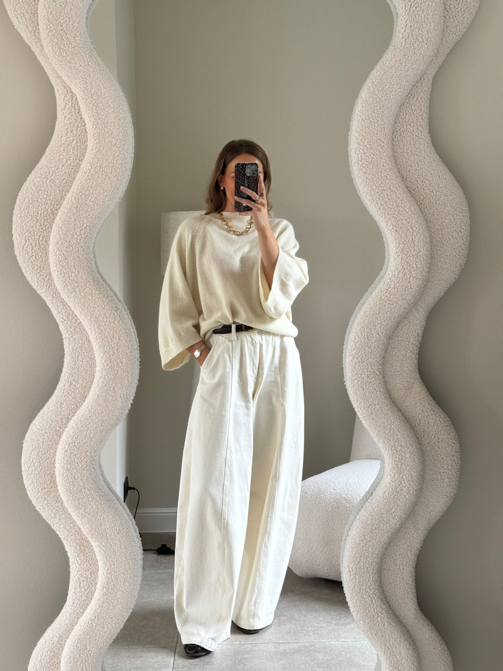 Luka round neck pull crème