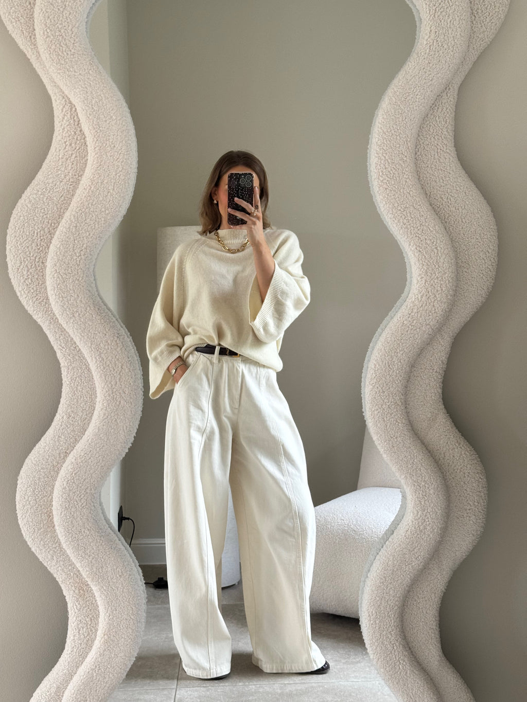 Luka round neck pull crème