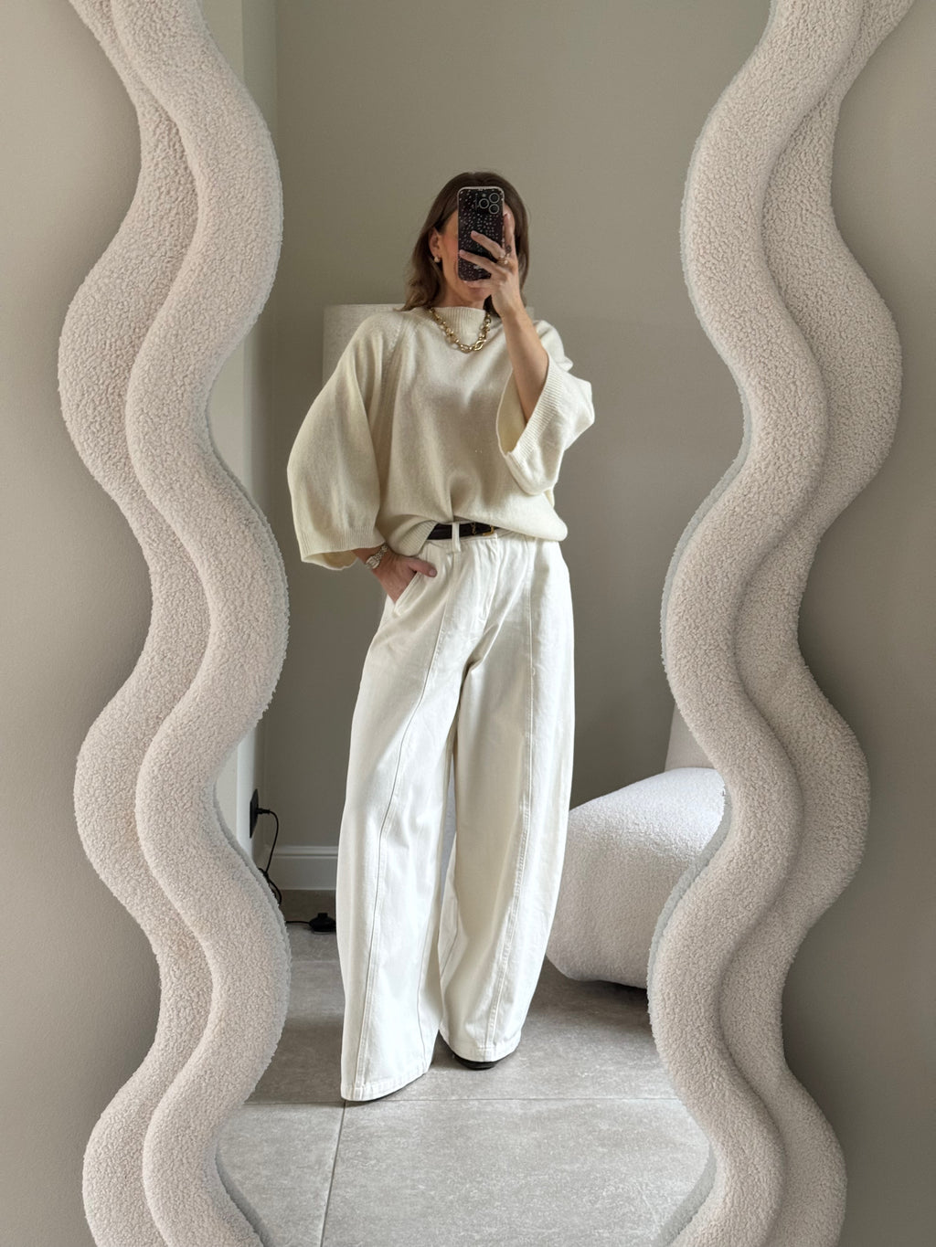 Luka round neck pull crème