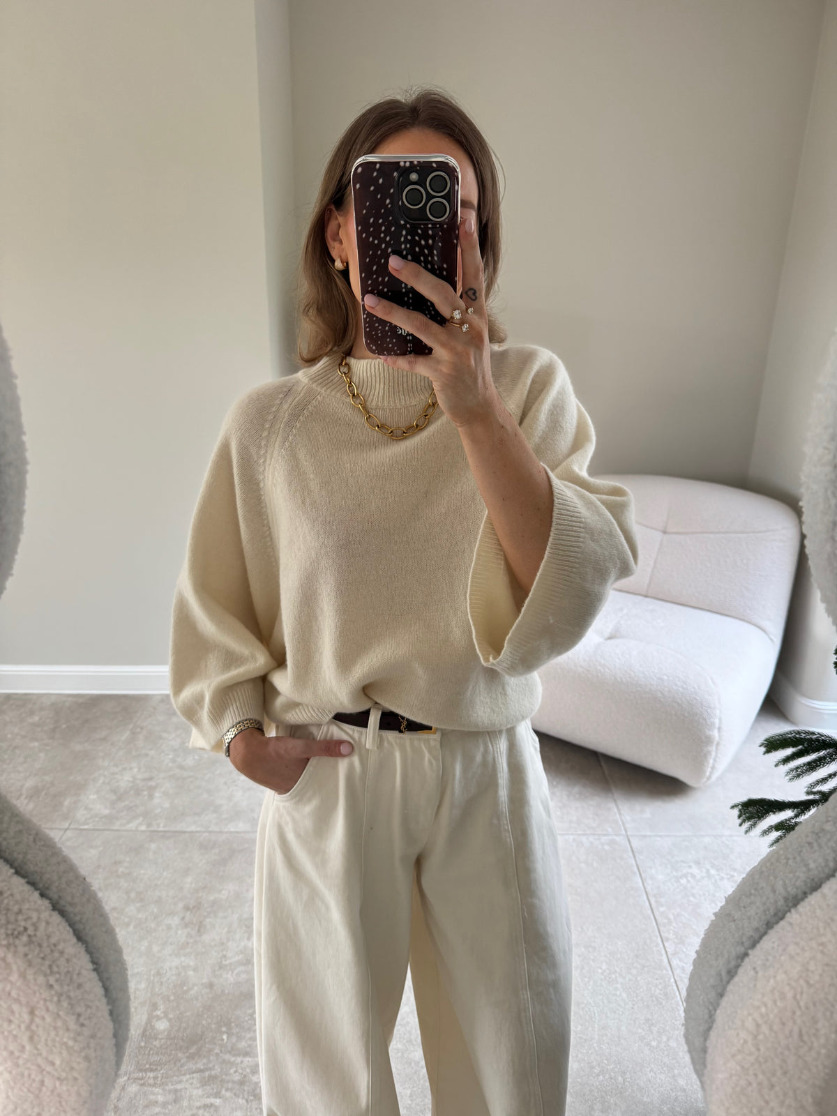 Luka round neck pull crème