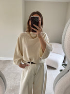 Luka round neck pull crème