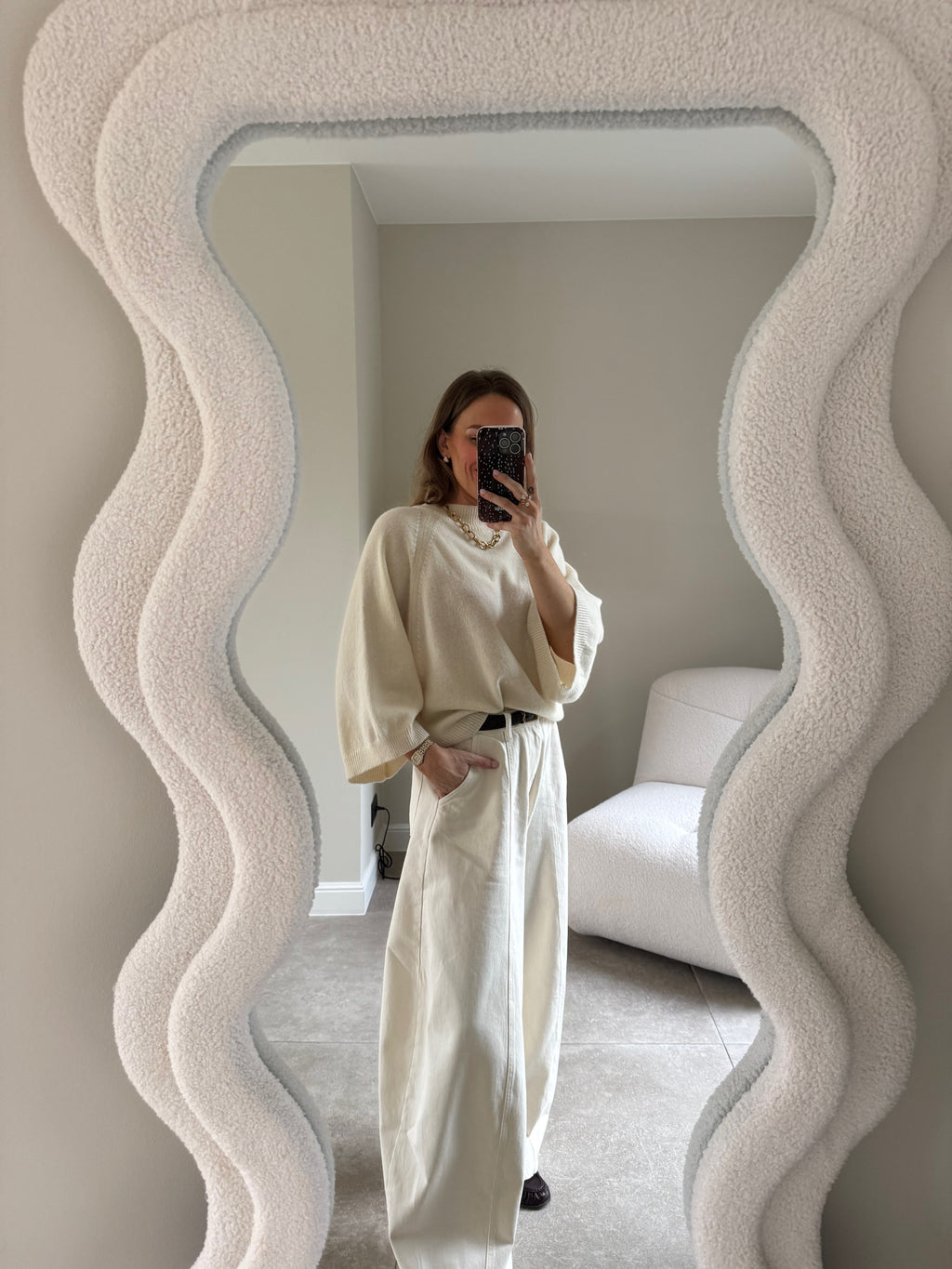 Luka round neck pull crème