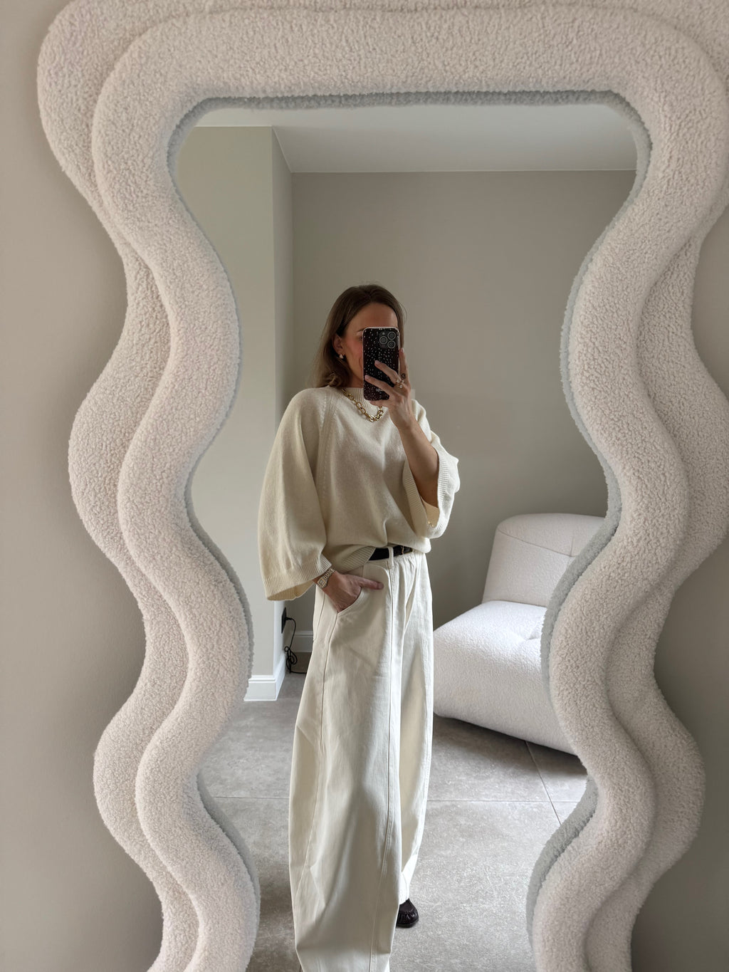 Luka round neck pull crème