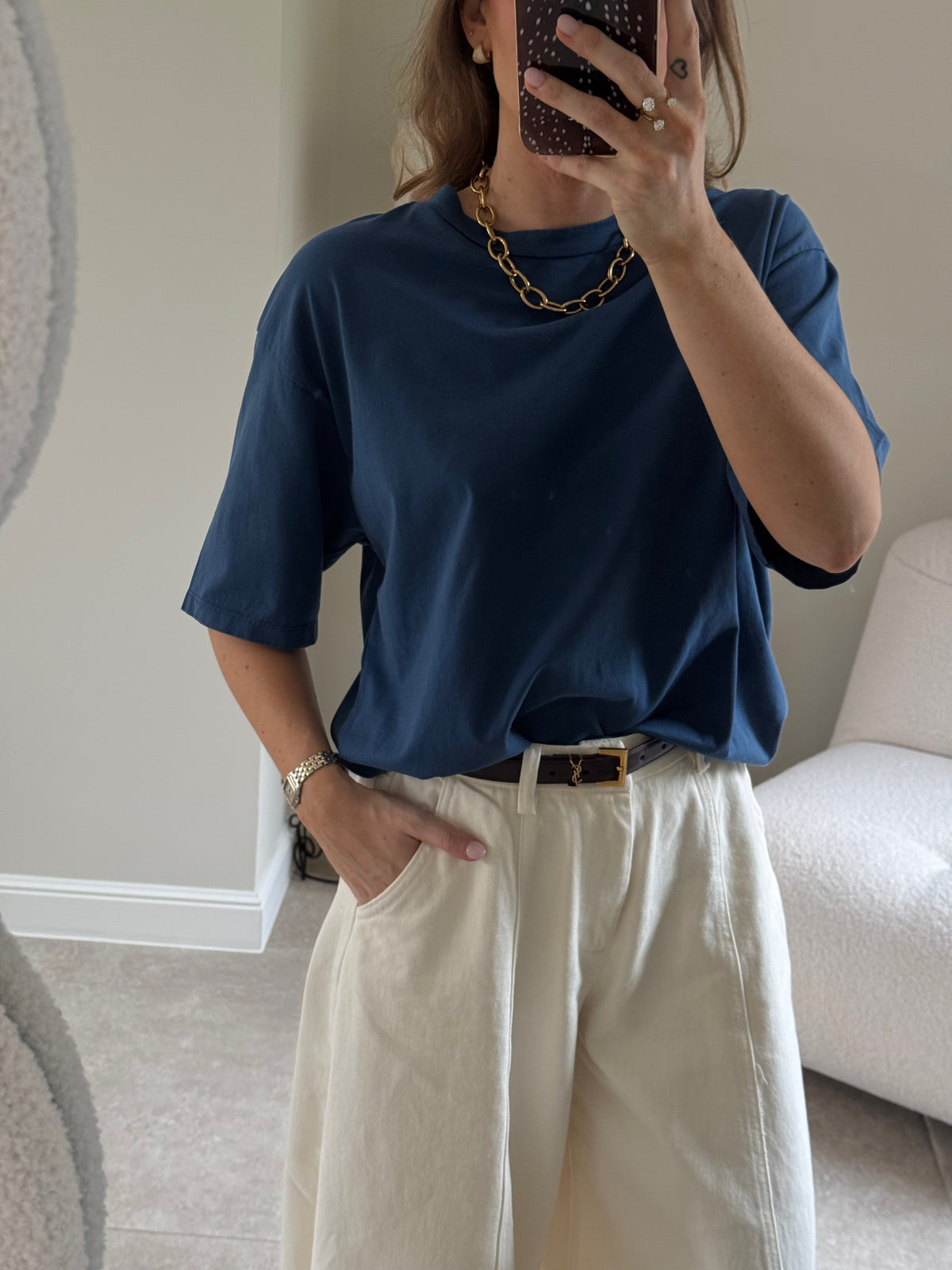 Boxy T-shirt denim blue