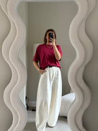 Boxy T-shirt framboos