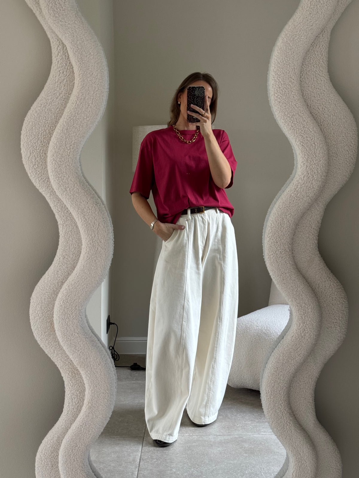 Boxy T-shirt framboos