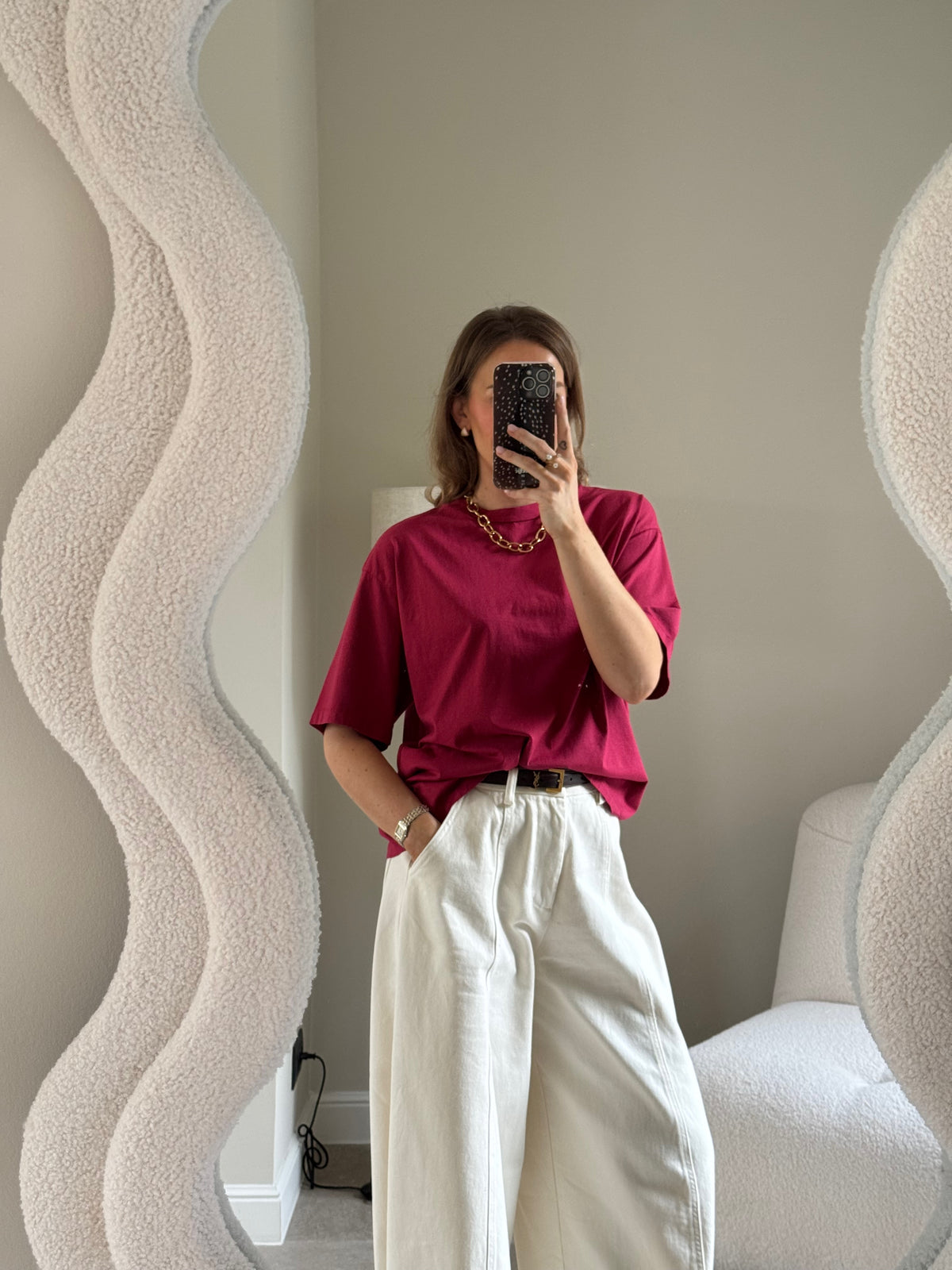 Boxy T-shirt framboos