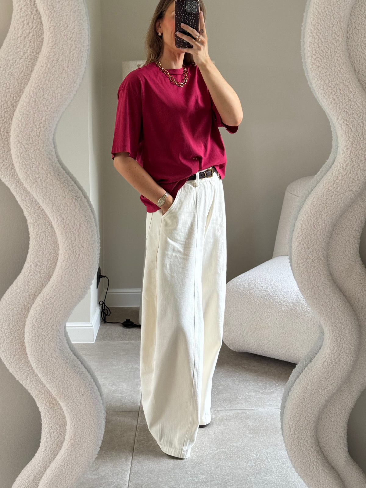 Boxy T-shirt framboos