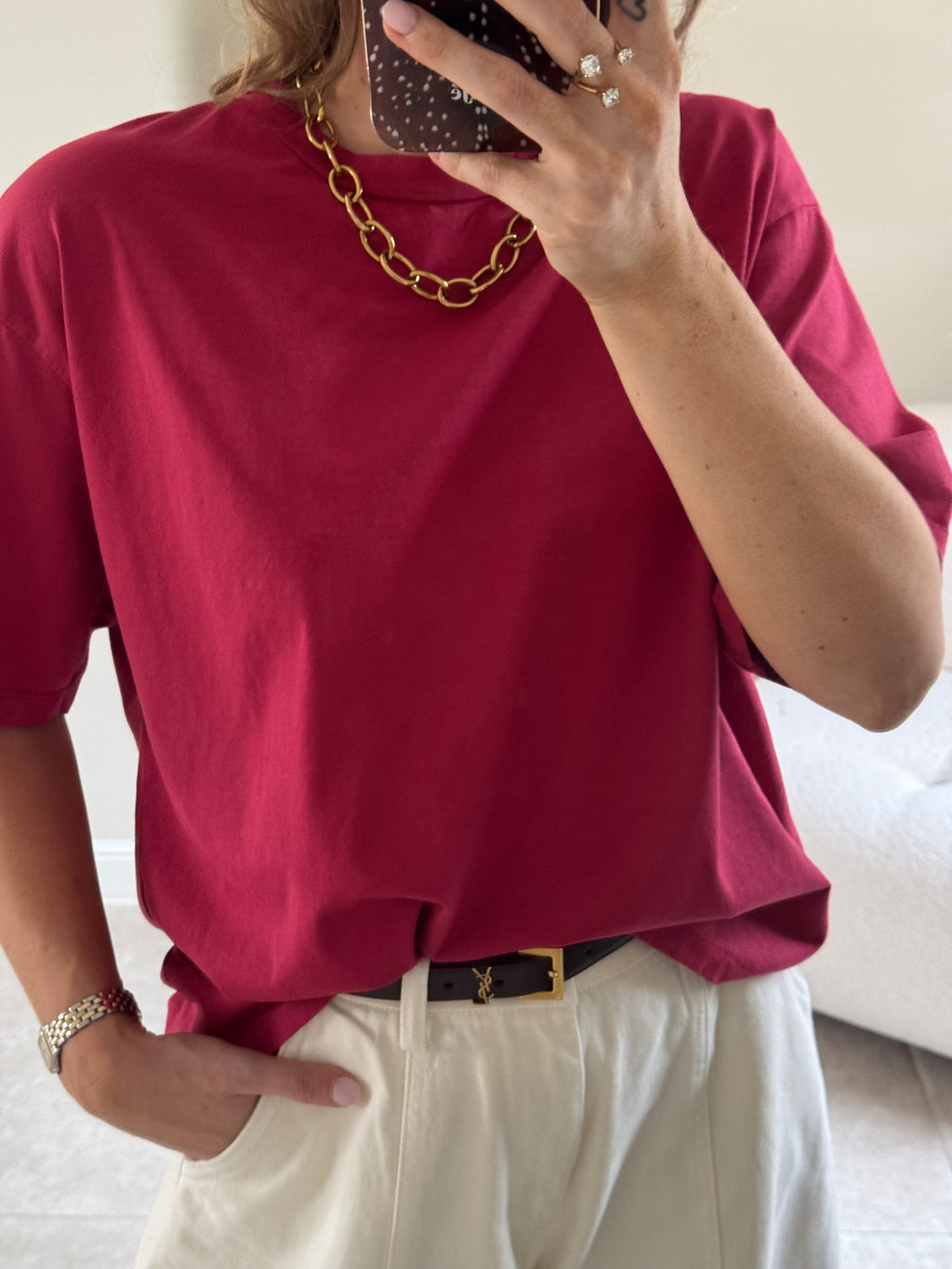 Boxy T-shirt framboos
