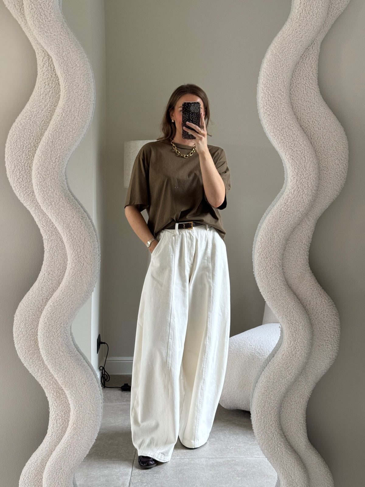 Boxy T-shirt kaki