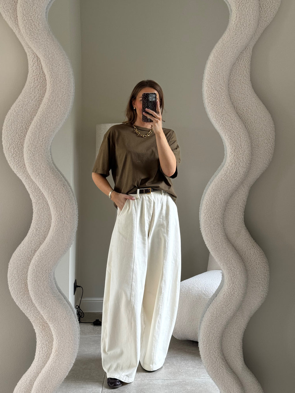 Boxy T-shirt kaki