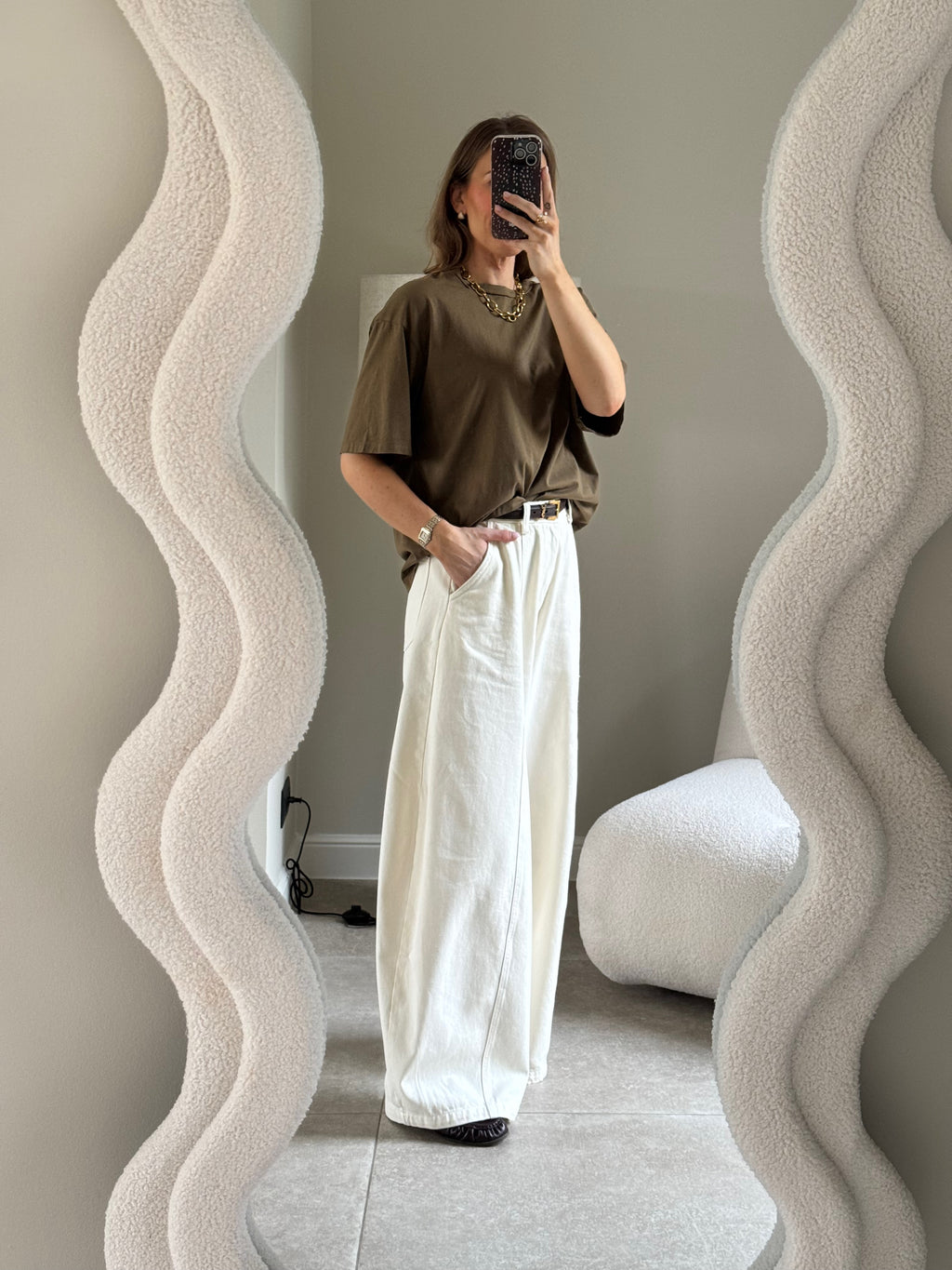 Boxy T-shirt kaki