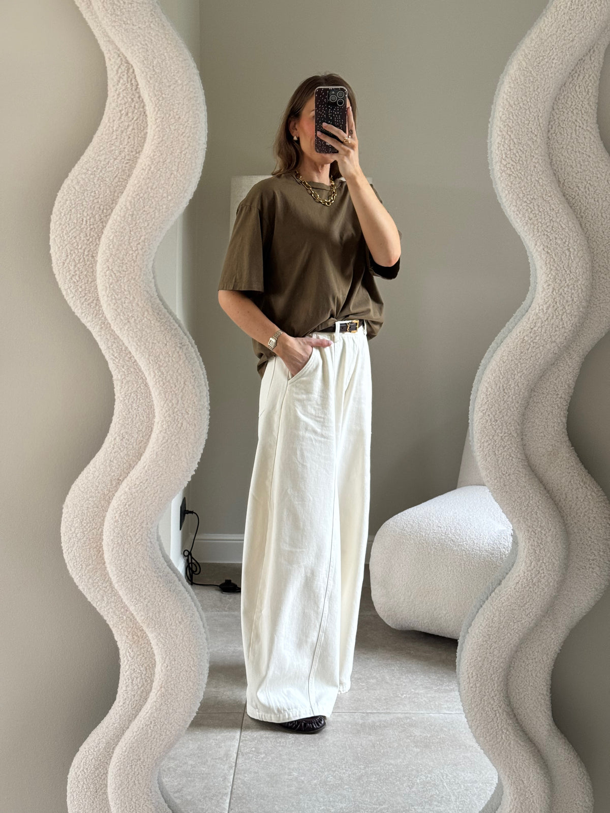 Boxy T-shirt kaki