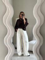 Luka round neck pull donkerbruin