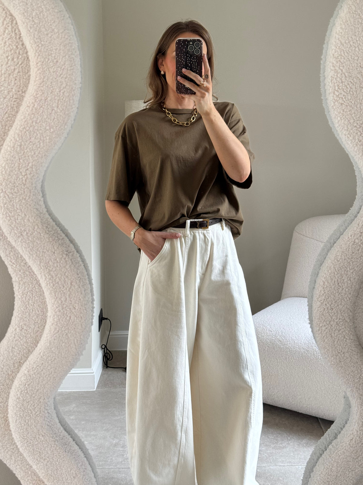 Boxy T-shirt kaki