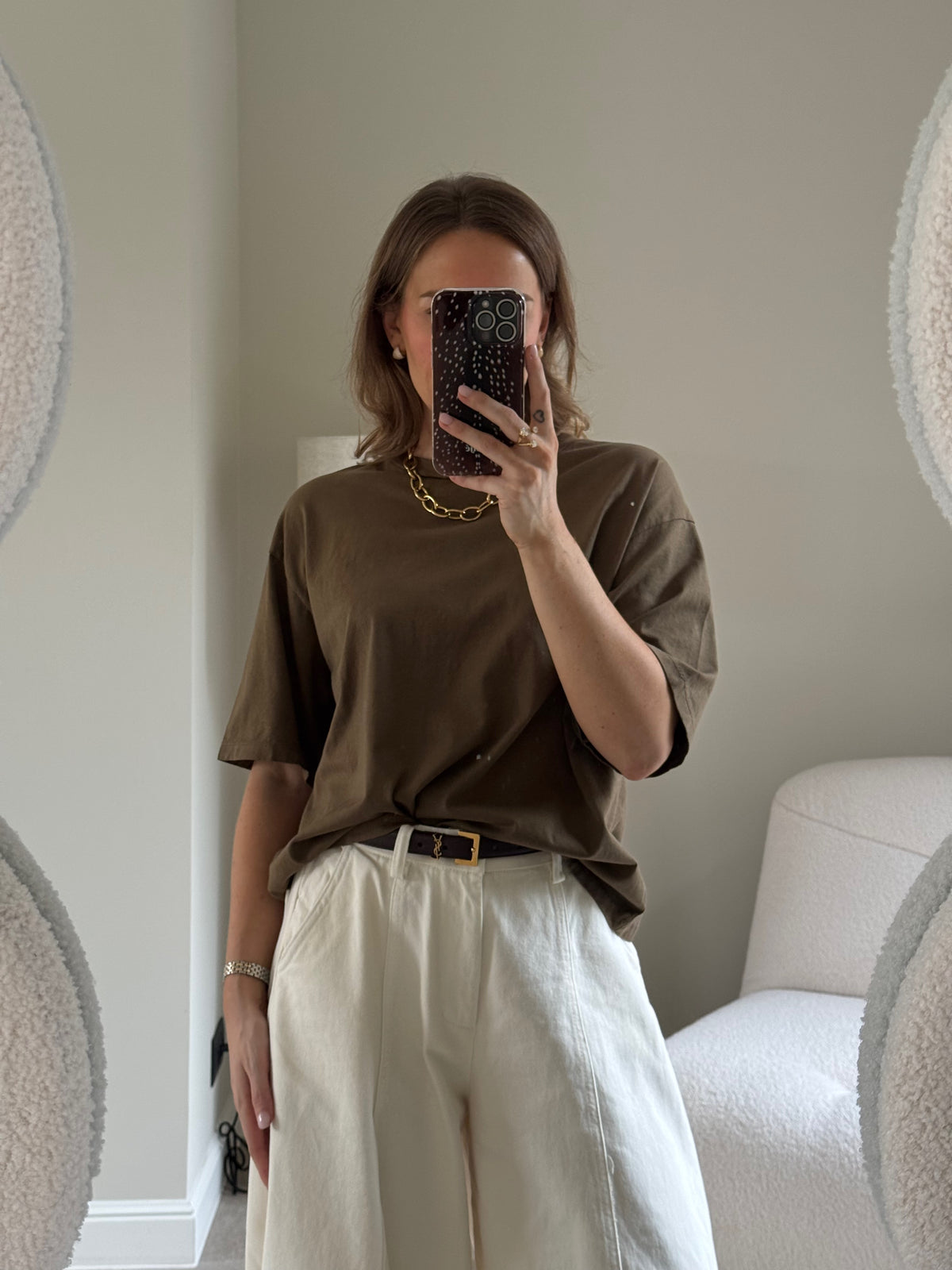 Boxy T-shirt kaki