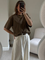 Boxy T-shirt kaki