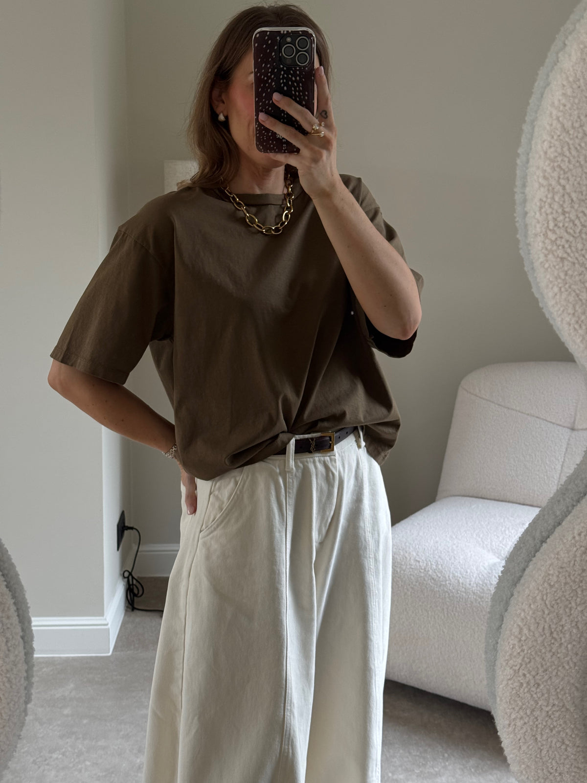 Boxy T-shirt kaki