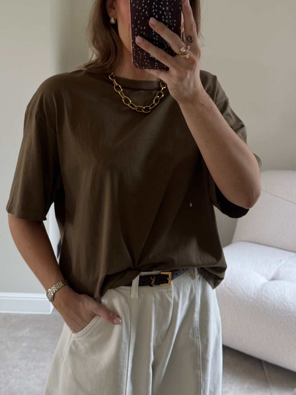 Boxy T-shirt kaki