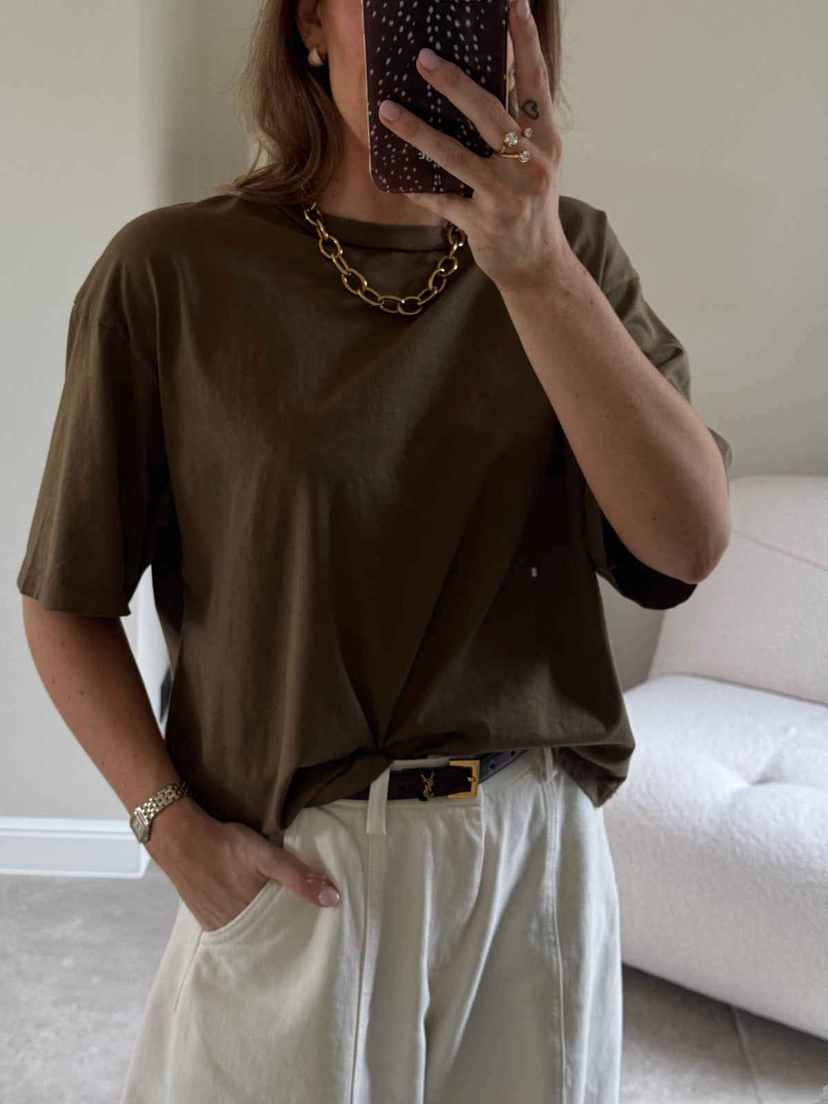 Boxy T-shirt kaki