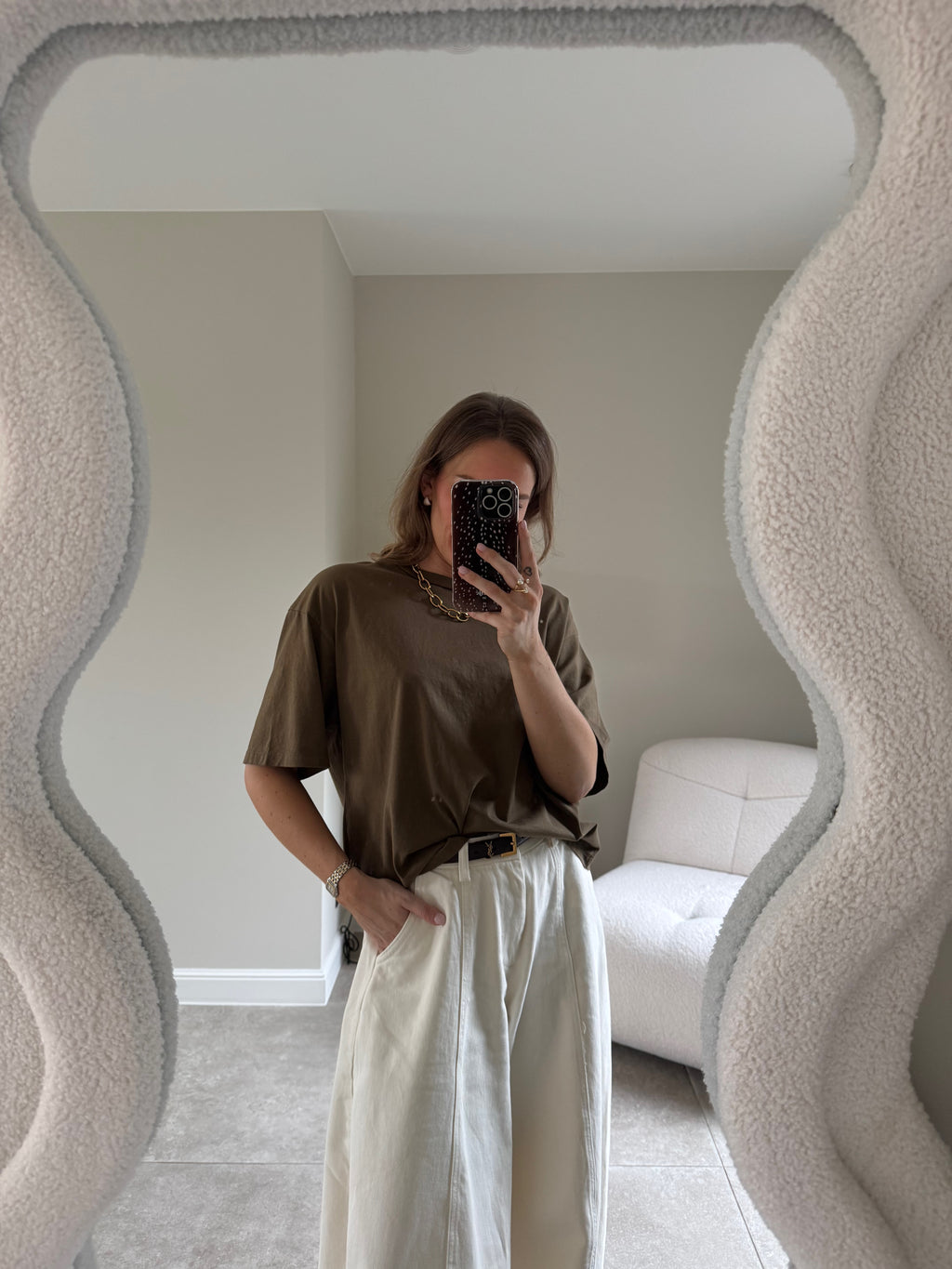 Boxy T-shirt kaki
