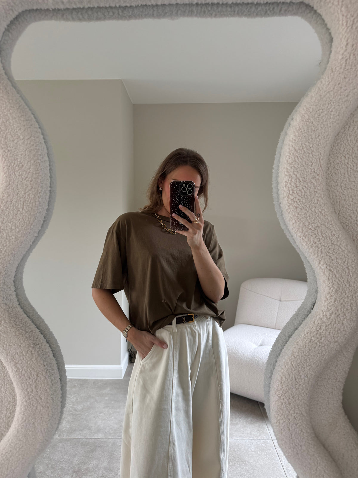 Boxy T-shirt kaki