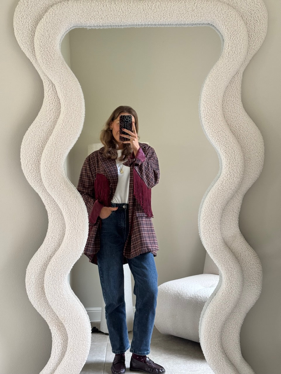 Amelia blazer met fringes bordeaux