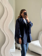 Amelia blazer met fringes marine