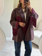 Amelia blazer met fringes bordeaux