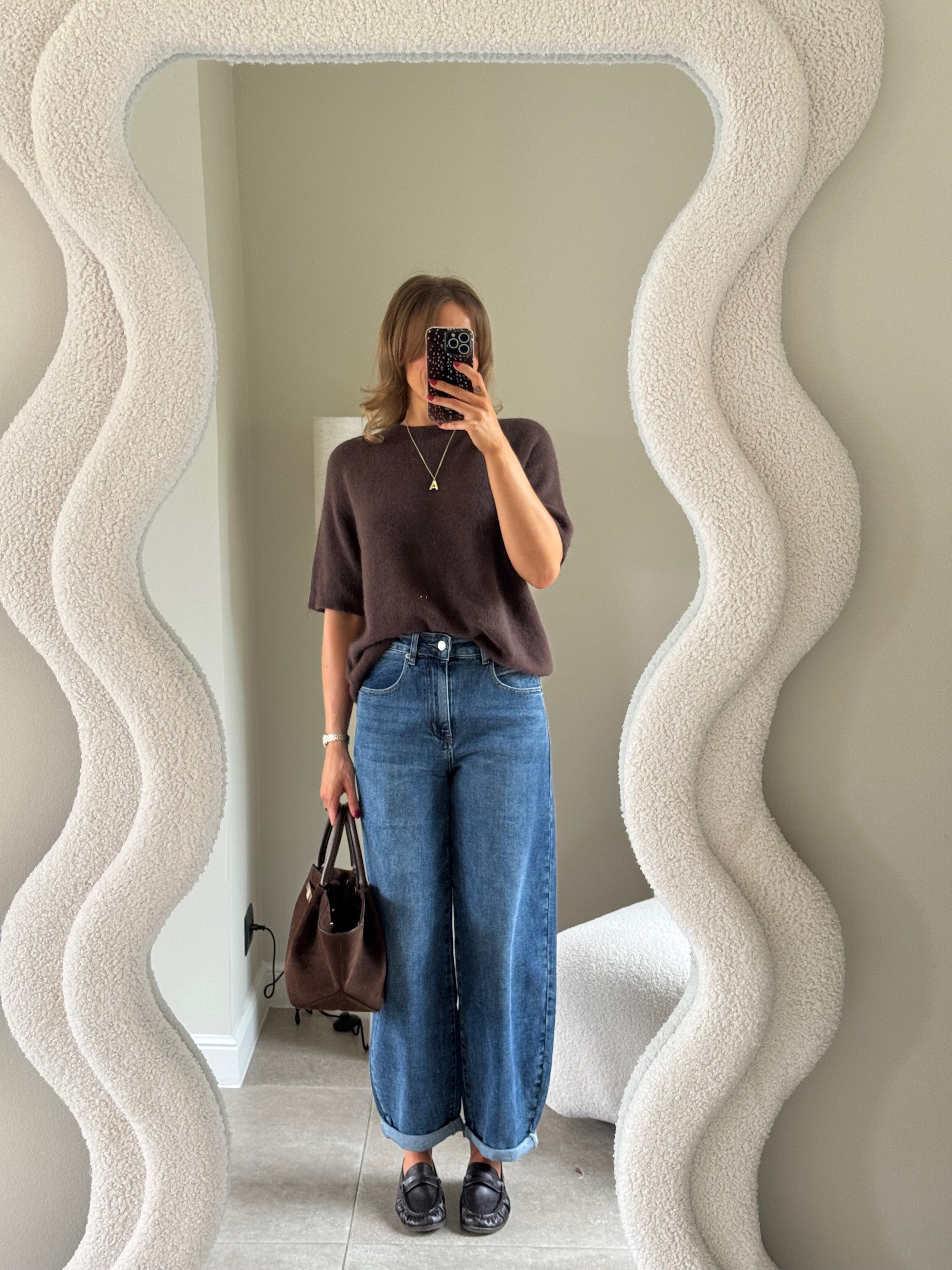 Florien knit met korte mouw bruin