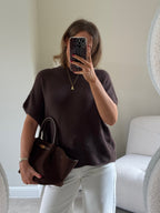 Donna mouwloze knit bruin