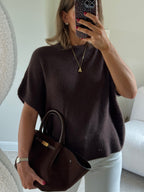 Donna mouwloze knit bruin